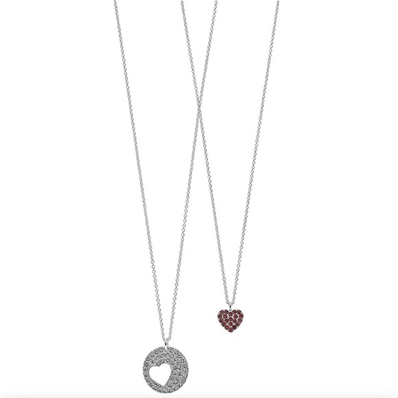 FAO Schwarz Fine Silver Heart Pendant Necklace Set - Picture 1 of 5